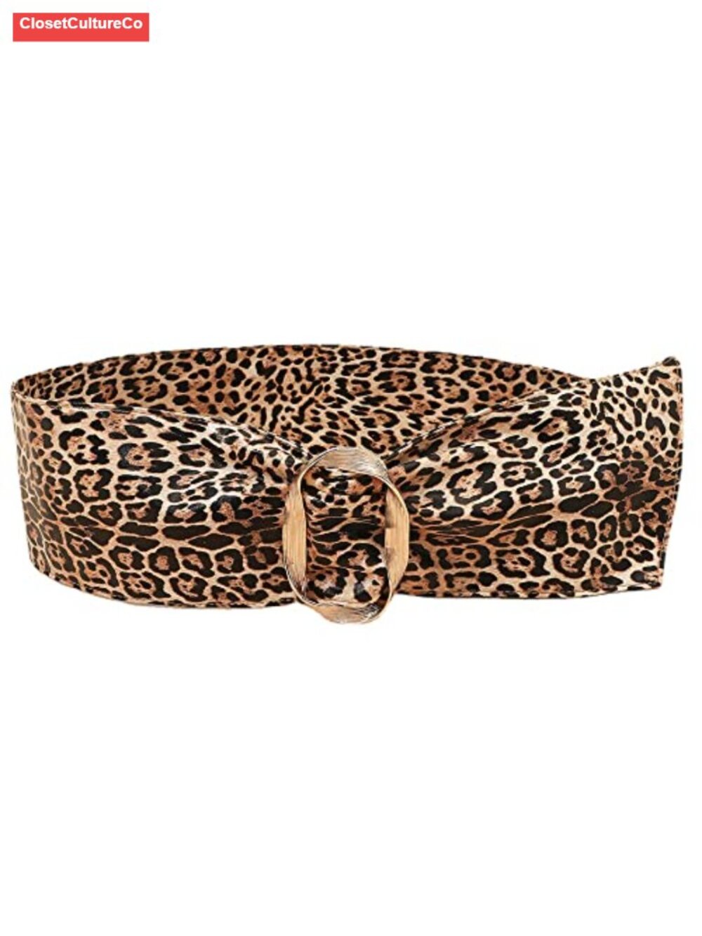 Wide Cinch Belt Faux Leather Leopard Print Waist Belt for Dress